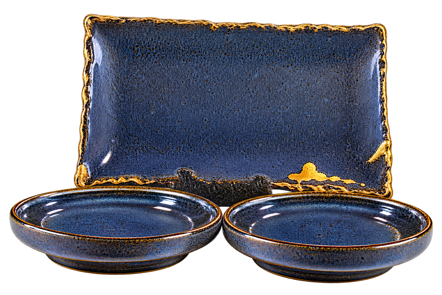 Deep Blue Serving Set — supplied collection photograph