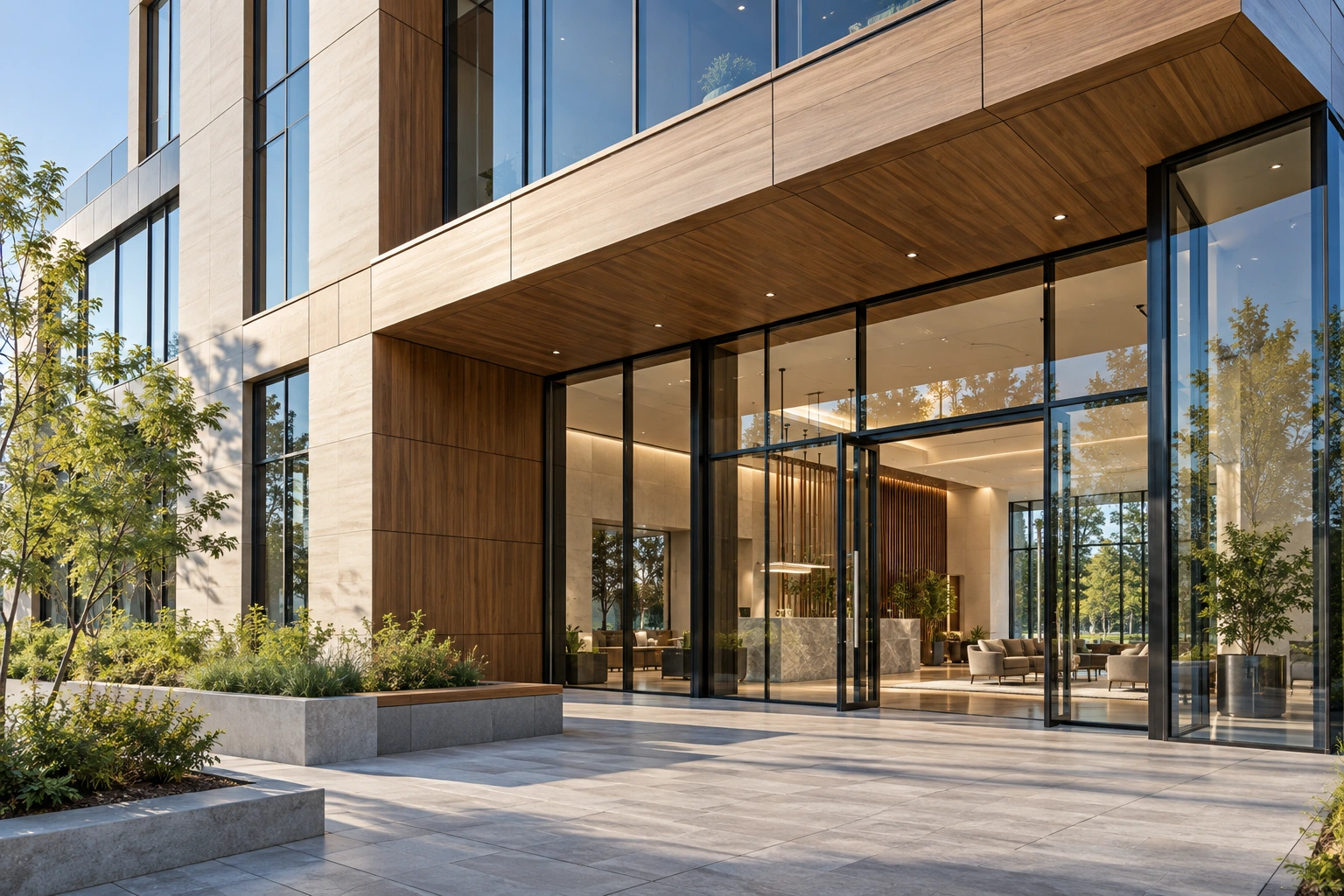 Architectural facade and lobby concept